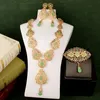 Pendant Necklaces Water Drop Earring Set for Women Morocco Wedding Green Gold Plated Bridal Jewelry Sets Bijoux 230506