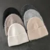 Beanieskull Caps Angora Winter Hat for Solid Color Real Rabbit Fur Beanies Woman Soft Knitt