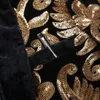 Мужские костюмы Blazers Высококачественные брюки Blazer Gold Velvet Fashion Элегантная повседневная свадебная банкет Костюмы Sequin Костюмы с двумя частями 230508