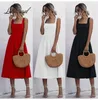 Casual Kleider Sexy Spaghetti Strap Backless Rotes Kleid Frauen 2023 Sommer Schlank Strand Patry Weiß Midi Frau Für Robe Femme