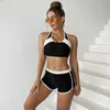 Swim Wear Sports Style Bikini Women Shorts Swimsuit Patchwork Swimwear High midje baddräkt med dragkedja Surfing Suit Tankini Rash Guard Pad 230508