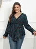 Женские блузкие рубашки Finjani Plus Size Tops 2022 Повседневные свободные V-образные женские блузки Высококачественные полиэфирные футболки.