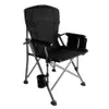 HSC Portable Outdoor Camping Chair voor volwassenen, zwarte opvouwbare stoelen met bekerhouder en zijopslagtas voor buiten, oversized gazonstoelen