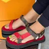 Summer European and American Platform Color Matching Velcro Beach Shoes Women's Sandals Large Size