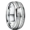 Wedding Rings Fashion 8mm Deer Antler Tungsten For Men Double Groove Meteorite Inlay Carbon Fibre Steel Bands