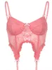 Camisolas Tanques Rapcopter Y2K Pink Lace Corset Top Bow Cut Out V Neck Crop Vendaje Retro Fairycore Cute Buister Mini Chaleco Mujer Beach Sweats 230508