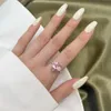 100% S925 Bagues en Argent Sterling Luxe Amour Coeur Carré Rond 5A Zircon Mariage Bague de Mariée Classique Clair Rose CZ Bling Glacé Bijoux pour Femmes Cadeau