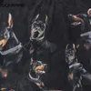 Men's T-Shirts Oversize Distressed T Shirts Hip Hop Vintage Doberman Dog Print Punk Rock Gothic Tshirt Streetwear Harajuku Casual T-Shirt 230506