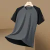 T-shirts voor heren patchwork T-shirts voor mannen snel droog ijs zijden huidvriendelijke vezel vezel t shirts mannen zomer casual tops shirts met korte mouwen 230508