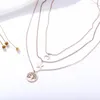 Anhänger Halsketten Edelstahl Baum des Lebens Mond Stern Halskette für Frauen Trendy mehrschichtige Femme Bijoux Collier Dropship