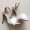 صندل أزياء 11 سم مصممين المصممين الأحذية الصيفية Women Stiletto Sandalen Open Toe Fluff Strappy Thin High Cheels Lace Up Fur Fur 230508