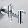 Robinets d'évier de salle de bain 1PC Bibcock Laiton Chrome Maison Multifonction Vadrouille Piscine Machine À Laver Robinet Un In Et Deux Out G1 / 2 'Single Cold