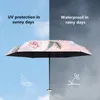 Paraguas Mini Pintura al óleo Paraguas A prueba de viento Protección anti-UV 5 Paraguas plegable Viaje portátil Lluvia Mujeres Paraguas Bolsillo Niños 230508