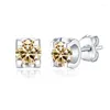 Stud -oorbellen 2CT D kleurrijke mossstone S925 Sterling verzilverde 18k witgouden studs voor dames heren sprankelende fijne sieraden