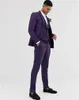 メンズスーツメンズファッション若い結婚式の男性タキシードカスタムグルーム3ピースセット花groommen紫色のスリムフィットパーティーブレザー