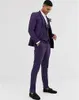 Abiti da uomo Moda uomo Smoking da uomo giovane da sposa Custom Groom 3 pezzi Set Groomsmen Blazer da festa slim fit viola