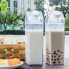 500/1000 ml Transparent lait bouteille d'eau verres Shaker sport carré lait eau jus café bouteille voyage eau potable tasse