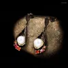 Dingle örhängen korea mode smycken tahitisk pärla dropp örhänge lyxig och elegant ihålig svart guld