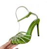 Sandals Glitter Rhinestone High Heel Runway 2023 Summer Designer Pumps Hand Woven Hollow Stiletto Ankle Strap Shoes