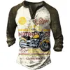 Rukas Shirt Henry Graphic Motorcycle Henry Blue żółty khaki szary na świeżym powietrzu swobodny guzik z długim rękawem