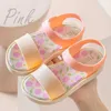 Sandalen Sommer Blumen Bedruckte Mädchen Strandschuhe Schleife Weiche Unterseite Baby Kinder Sandalen Rutschfeste Lässige Kinder Flache Sandalen