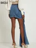 Jupes BKQU 2023 Summer Denim Mini Jupes Y2K Esthétique 3D Fleurs Conception Taille Haute Micro Jupes Skinny Wrap Jeans Penceil Jupe Femmes P230508