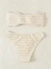 Badkläder baddräkt kvinnor badkläder bikini tube topp ribbled hög midja thong bikinis set kvinnlig baddräkt Biquini Beach Summer 230508