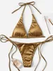 Swim Wear Women Sexy Micro Mini Bikini Thong Halter G-String Bra Bikinis Set Swimwear Backless High Quality Swimwear Bathing Suits 230508