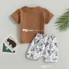 Fashion Baby Boys Cartoon Clothing Sets Infant Letter Short Sleeve T-Shirt Cactus Cow Head Gedrukte shorts 2pcs Kledingpak Zomer kinderen Casual Outfits S2205
