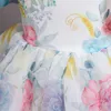 Flickans klänningar Flower Puff Sleeve Dress Child Girls Princess Dress Kids 3 6 8 Years Tutu Ball Gown Chirstmas Kid Costume Birthday Party Dress 230508