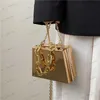 Kvällspåsar Metal Bag Gold Silver PVC Box Shoulder Bag Design Party Evening Clutch Bag Designer Chain Crossbody PAGS PAGES OCH HANDBAG T230508