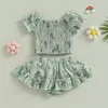 Roupas conjuntos de roupas mababy 9m-3y criança infantil infantil garotas roupas roupas de verão tampas florais tops buffles saias d06