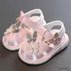 Sandálias de verão sandálias bebê menina de fundo macio fofo borboleta