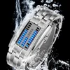 Montres-bracelets mode hommes acier inoxydable bleu binaire lumineux LED montre électronique affiche étanche femmes Reloj Hombre