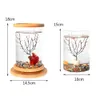 Tanks 1PCS Mini Glass Fish Tank Bamboo Base Fish Tank Decoration Rotate Decoration Fish Bowl Ecological Bottle Aquarium Accessories