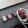 20st/set Rhinestone Phone Holder Universal Auto Interior Hooks Sticker Pad Set Pink Bling Car Accessories for Women