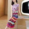 Casual jurken geplooide niche high-end jurk zoete mid-length mode print Vest Vestidos de mujer elegantes para fiesta 2023