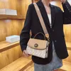 Modny i modny nit mała kwadratowa torba szerokie pasek na ramię pojedynczy przenośny damski projekt projektantów torebki online
