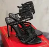 2023 sandali da 95 mm diamanti di lusso a serpentina avvolta con tacchi alti romani Rhinestone Silver Designer Banquet Dress Shoes35-43