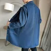 Mäns jackor Casual Trench Coat Korean Fashion Solid Wild Loose Man Trendy Ytterkläder Mid-Längd Denim Windbreaker Jacket Chaquetas Hombre