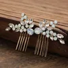 Hair Clips & Barrettes Simple Design Comb Wedding Accessories Women Hairwear Engagement Jewelry 2 PCS Crystal Headdress Gold Silver Color M3