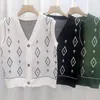 Kvinnors stickor itoolin Autumn 2023 Kvinnor Knapp upp tröja Vest Jumpers Diamonds V-Neck Partner Casual Cardigans för