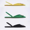 Sandals New Womens Shoes Pointed Toe Shallow Nude Green Diamond Low Heel Back Strappy Women 230417