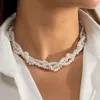Chains Boho Sweet Imitation Pearl Fried Dough Twists Beaded Collar Necklace Women 2023 Simple Romantic Wedding Fashion Jewelry Gift