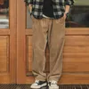 Мужские штаны мадена японские ретро свободные вельветовые брюки широкие ноги в середине талии полосатые бархатные бархатные брюки Мужские зимние брюки зимние брюки 230508