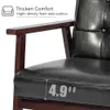 22 8 PU الجلود المتوسطة في منتصف القرن الحديثة الصلبة كرسي الكرسي الواسع كرسي واحد كرسي واحد مع وسائد لغرفة المعيشة غرفة نوم ، بلاك