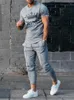 Survêtements pour hommes Survêtement d'été pour hommes Jogging Tendance d'impression 3D T-shirt vintage Mode de rue Vêtements pour hommes Sports Pantalons longs Ensembles 2