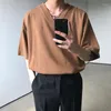 Heren t shirts zomer mannen Korean mode v nek korte mouw shirt vaste kleur losse paren all-match zakelijke casual kleding harajuku