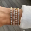 سلسلة 5A Cubic Zirconia CZ Tennis Bracelet 17cm 19cm Bezel Get