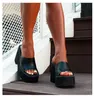 Sandals Big Size 43 Summer Black White Chunky Heeled Mules High Heels Leisure Trendy Platform Wedges Sandals Shoes for Women 230508